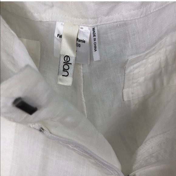 Elan White Linen Wide Leg Cropped Pants - Picture 3 of 4